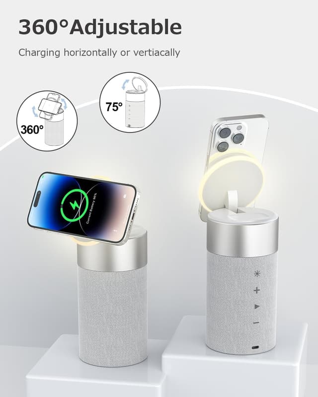 Detalle de COLSUR 2-in-1 Bluetooth Speaker with Wireless Charger & Night Light