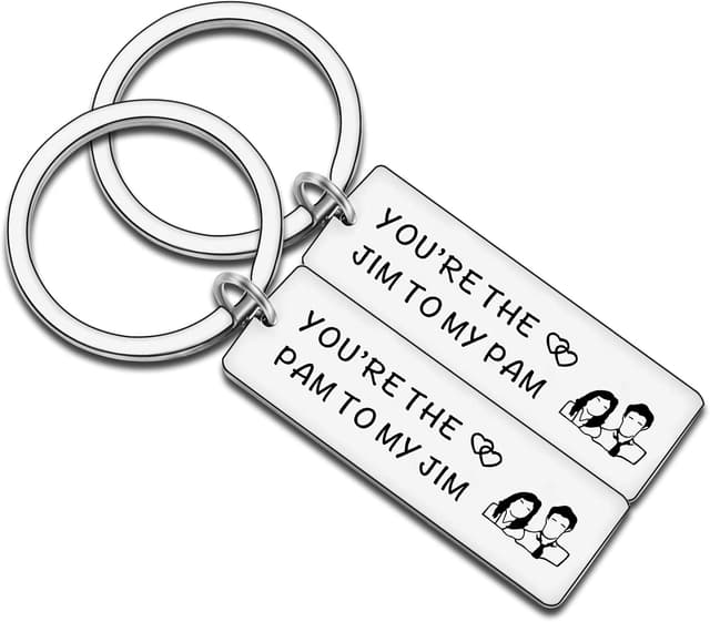 Detalle de JMIMO The Office Couples Keyrings Set (Jim & Pam style) in stainless steel