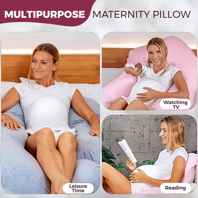 Detalle 2 de PILLANI 57-Inch U+V+C Shaped Pregnancy Pillow with Removable Washable Cover