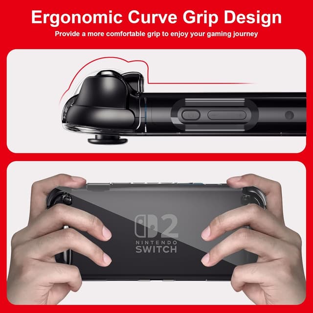 Detalle de Mansiruyi Clear TPU Case for Nintendo Switch 2 (2025) – Transparent Anti-Scratch Protective Cover, Black