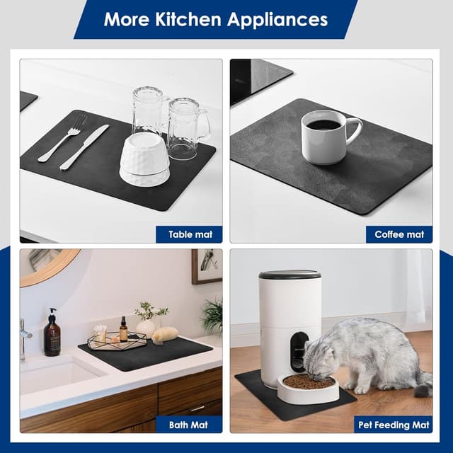 Detalle de KitchenRaku tappetino per macchina caffè 40x50 cm: scolapiatti assorbente da cucina (nero)