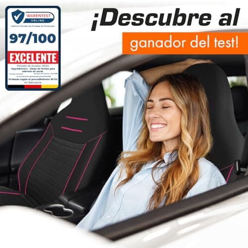 Thumbnail 5 de Upgrade4cars Coprisedili anteriori neri e rosa con poggiatesta integrato