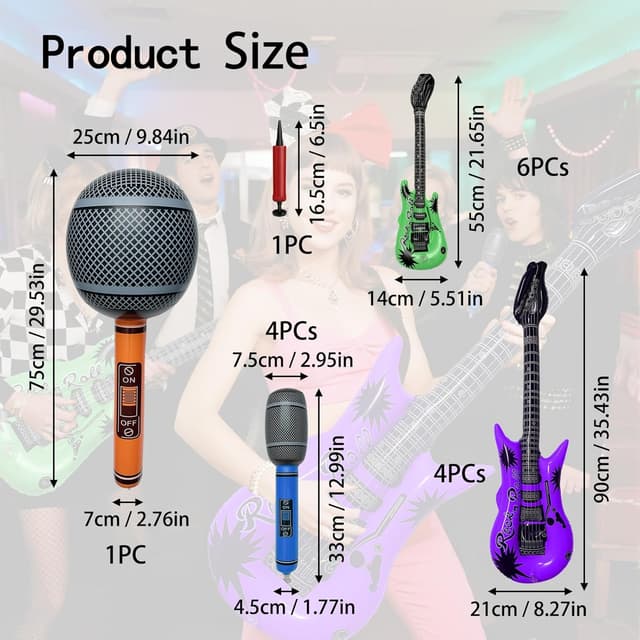 Detalle 2 de 16-Piece Inflatable Guitars Microphones Set