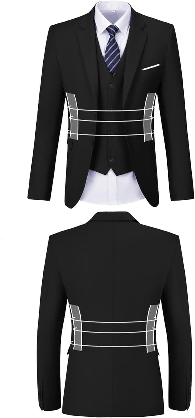 Detalle de Orange Slim Fit 3-Piece Men’s Suit for Groomsmen (Notched Lapel Jacket + Vest + Pants)