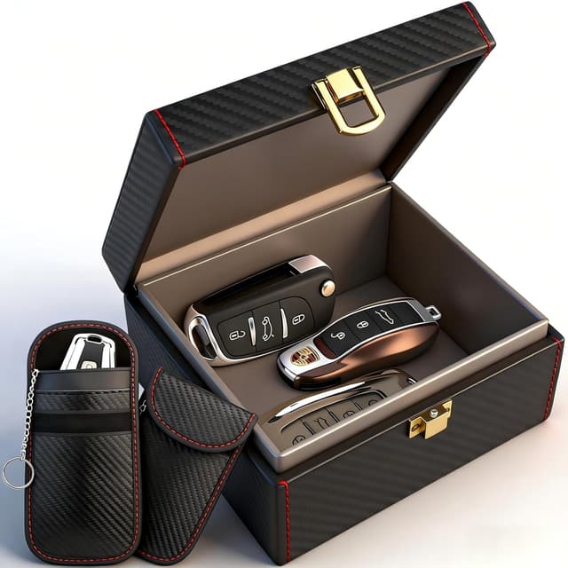 Detalle de Diyife Car Key Signal Blocker Box (Faraday box) for 5–7 car keys + 2 Faraday pouches