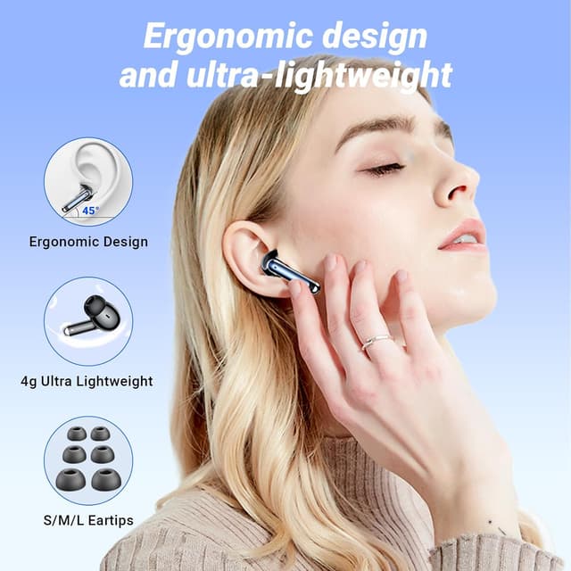 Thumbnail 6 de Wireless Earbuds Bluetooth 5.4 In-Ear Headphones with 4 ENC Mic, 42h Playtime & IP6 Waterproof (Black) — S48-style earbuds