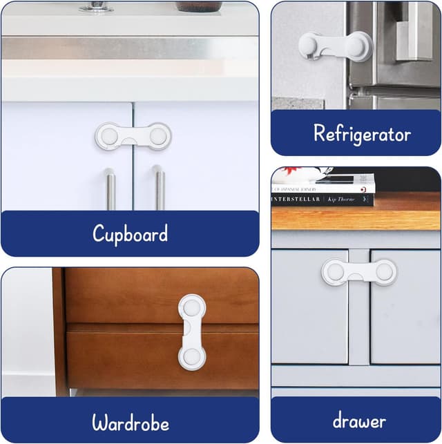 Detalle 2 de Septeamay child safety cupboard locks (12-pack) for drawers, doors & fridges