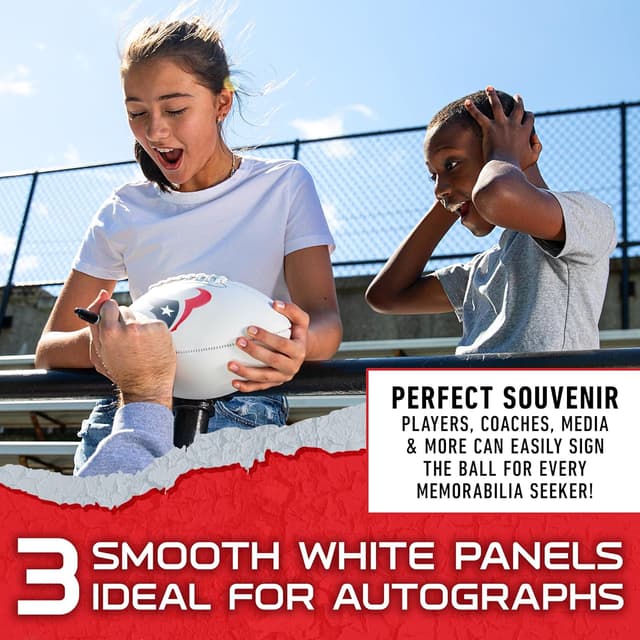 Detalle de Franklin Sports NFL Autograph Football (Official Size, White Panels) for Houston Texans Fans