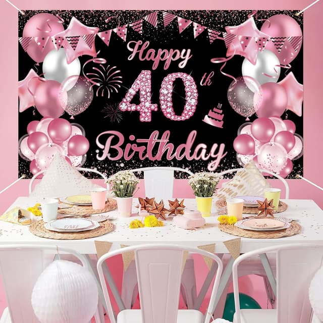 Detalle 2 de Waylipun Happy 40th Birthday Banner 110×180 cm 🎉