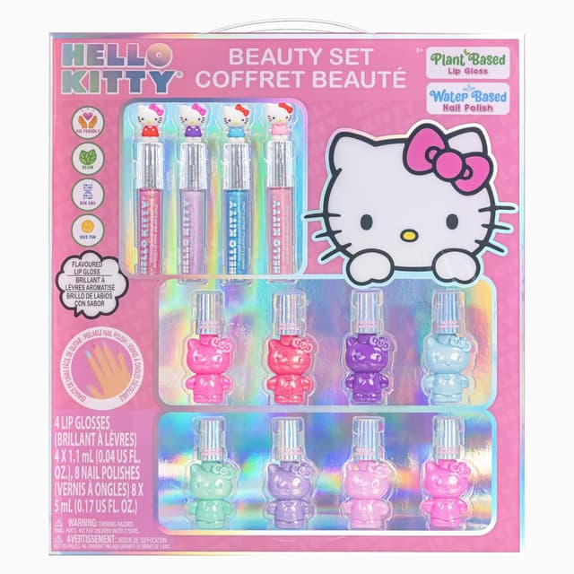 Detalle de Townley Girl Hello Kitty Nail Polish and Lip Gloss Kids Makeup Set (Age 3+)