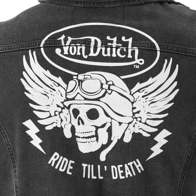 Detalle de Veste en jean bi-matière homme Dutch Used Noir (98% coton, 2% élasthanne)