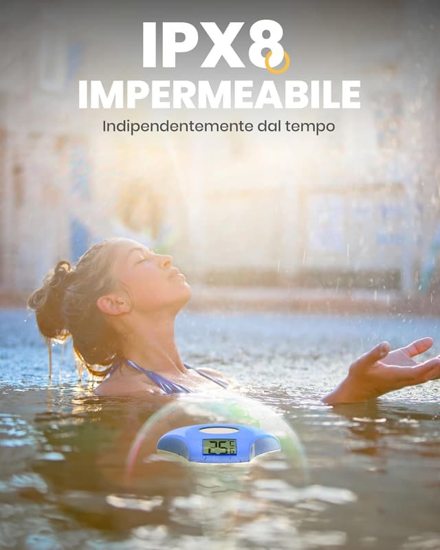 Detalle de Baldr Solare Termometro Piscina Galleggiante con display LCD, sonda e impermeabilità IPX8