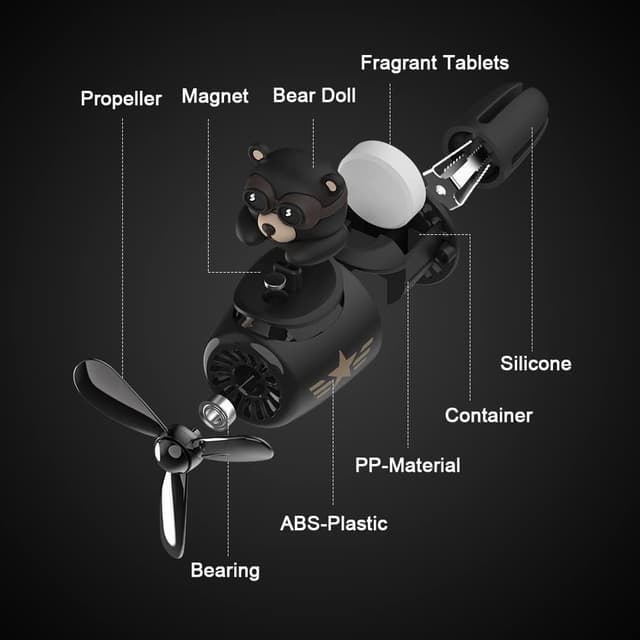 Thumbnail 2 de URAQT Auto Diffuser Cartoon Bär mit 2 Dufttabletten