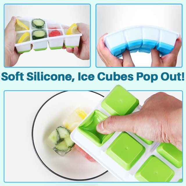 Thumbnail 4 de JRISBO Cubiteras Silicona para Hielo Grande, 2 Piezas