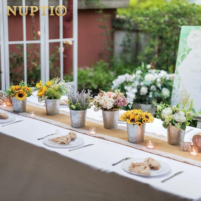 Thumbnail 3 de NUPTIO 13 cm Rustic Metal Planters 12 Pack