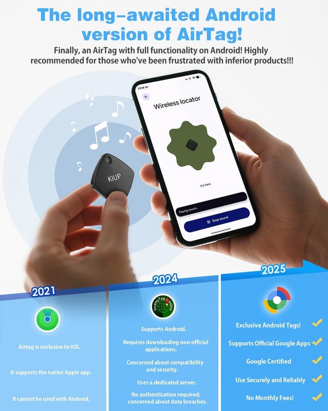 Detalle 2 de Air Tags for Android (4-Pack) with 2-Year Battery Life, IP65 Waterproof Luggage Tracker