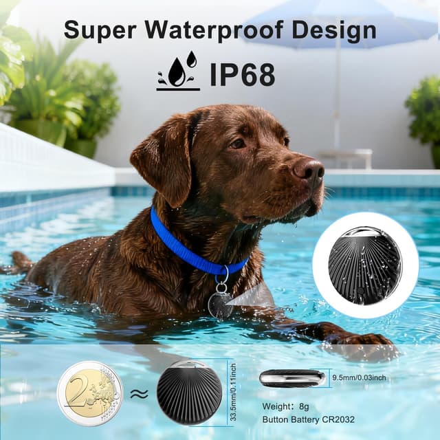 Detalle 2 de Air Tracker Tag compatibile con Apple Dov’è (solo iOS), 4 pezzi Smart Bluetooth nero con batteria sostituibile (Air Tracker Tag per chiavi e oggetti)