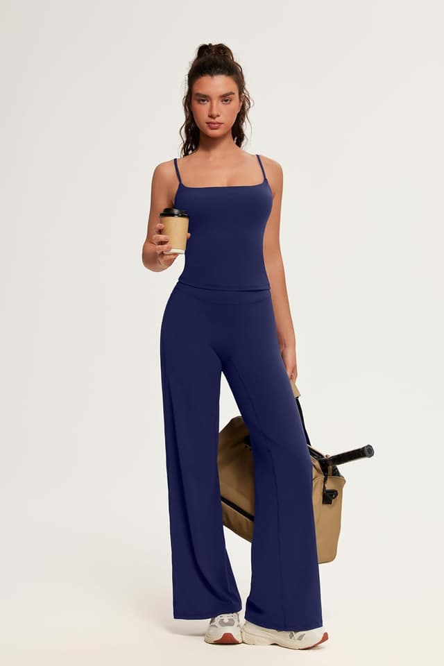 Thumbnail 6 de OMKAGI Women’s Workout Sets with Padded Tank Tops and Straight-Leg Yoga Pants