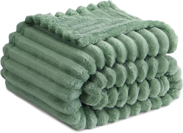 Detalle de RUIKASI Kuscheldecke flauschig in Grün, 150x200 cm (Fleece-/Sofa- & Couchdecke)