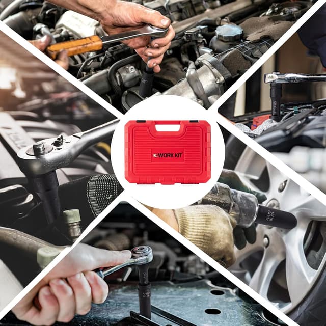 Detalle de 1/2" Drive Impact Socket Set (29-Piece) — Cr-V-M Steel Deep Sockets, SAE & Metric, With Extension Bar and Storage Case