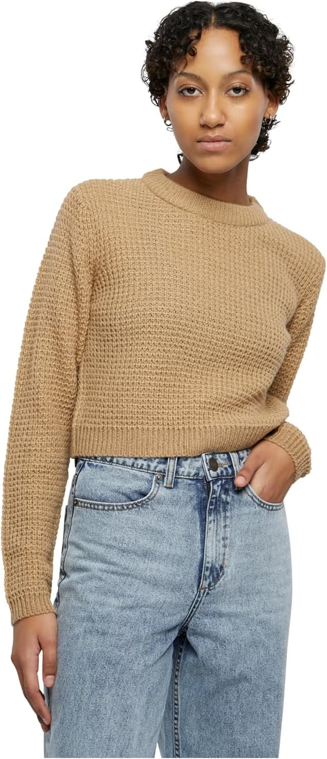 Detalle de Urban Classics Ladies Short Waffle Sweater kurz geschnitten