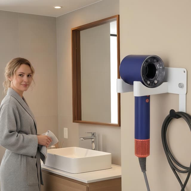 Thumbnail 6 de CHOCHYAH Föhn Halterung ohne Bohren aus SUS304-Edelstahl – Wandhalterung für die meisten Haartrockner (weiß)