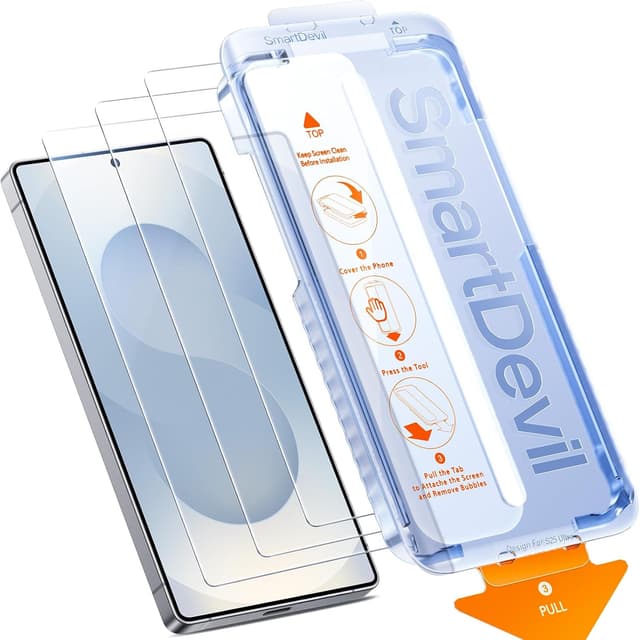 Detalle de SMARTDEVIL 3-Pack Tempered Glass Screen Protector for Samsung Galaxy S25/S24 (with fingerprint reader compatibility)