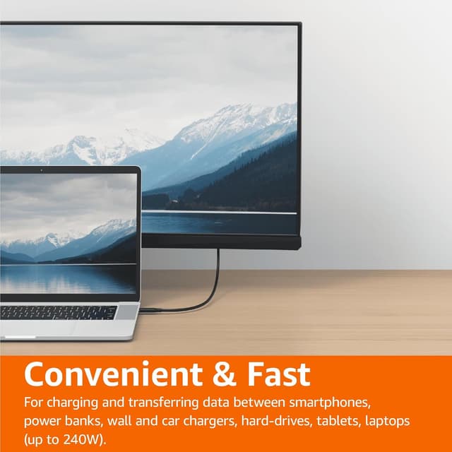 Thumbnail 5 de Amazon Basics USB-C to USB-C 4 Cable 3.3 ft — 240W 🔌