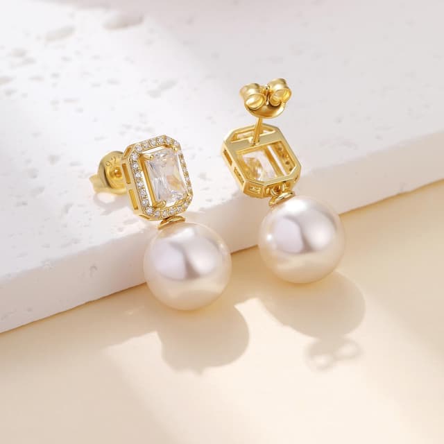 Thumbnail 6 de jiamiaoi Perlenohrringe aus Silber 925 mit 18 Karat Weißgold-Positionierung und 4A+ Zirkonia