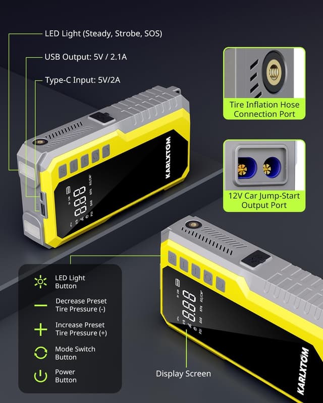 Thumbnail 6 de Karlxtom 4500A Jump Starter with 190 PSI Compressor
