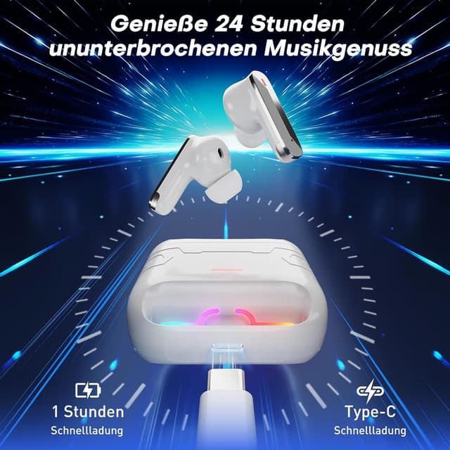 Thumbnail 5 de Sefitopher Bluetooth 6.0 In-Ear-Kopfhörer mit ANC & ENC, kabellos, 3,8 g, bis zu 24 Std. Akku