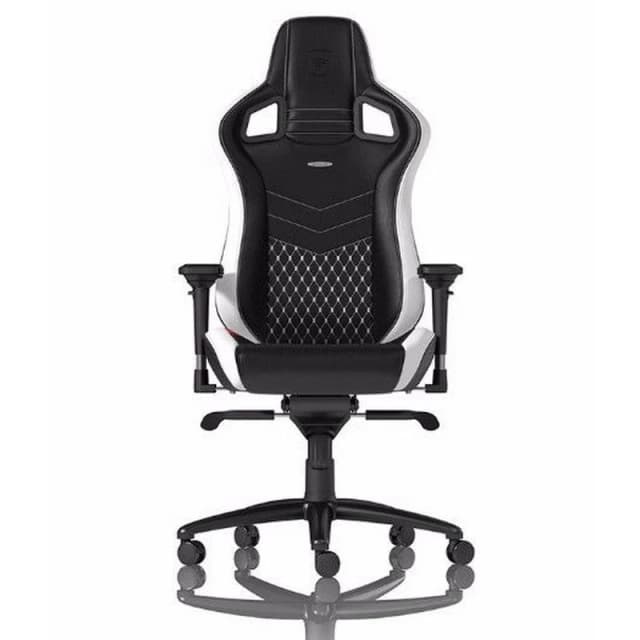 Detalle de noblechairs Epic en cuero real (negra/blanca/roja), silla gaming de lujo