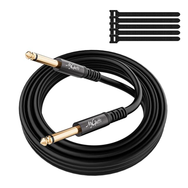 Detalle de Mygatti 6,35-mm Gitarrenkabel TS Mono, 2 m mit 5 Kabelbindern (gerade/gerade)