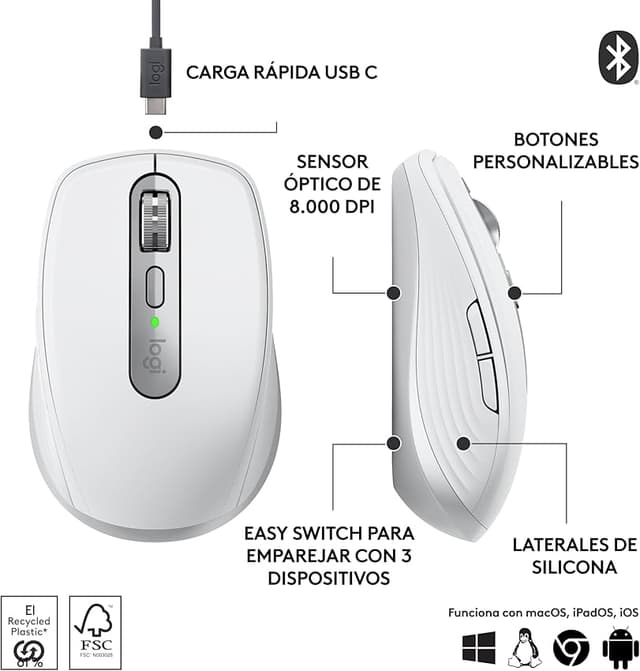 Thumbnail 6 de Logitech MX Anywhere 3S ratón inalámbrico 8K DPI