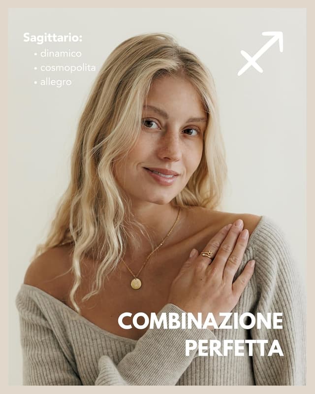 Detalle de GD GOOD.designs Anello zodiacale da donna placcato in oro 18K con zirconi, regolabile (misure 52-60) e impermeabile