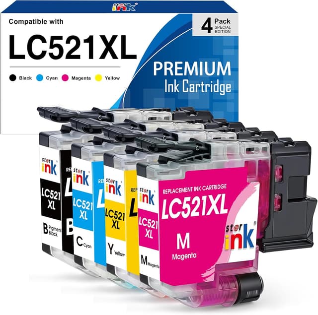 Detalle de st@r ink Starink LC521 XL kompatible Tintenpatronen (4er Pack) für Brother LC521XL – Schwarz, Cyan, Magenta, Gelb