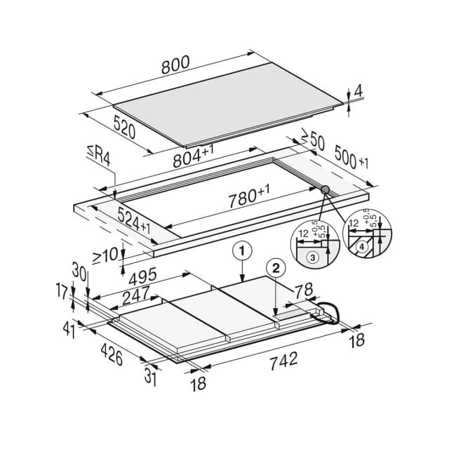 Detalle 2 de Miele KM7878-2 FL Diamond IB: placa de inducción de 4 zonas (reacondicionada Grado D)