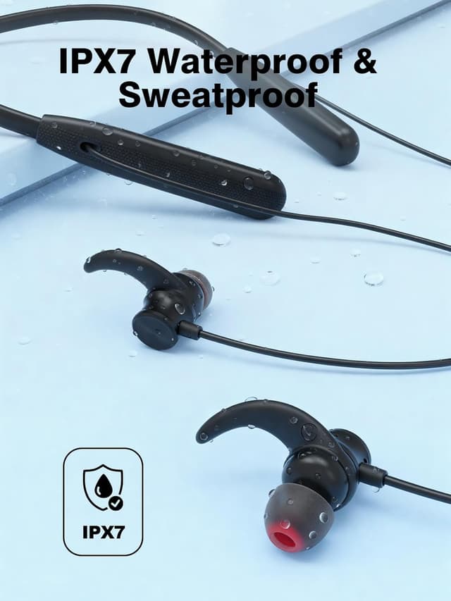 Detalle 2 de Rythflo Rythflo Neckband Bluetooth Headphones with ENC & IPX7 Sweatproof Sport Earbuds