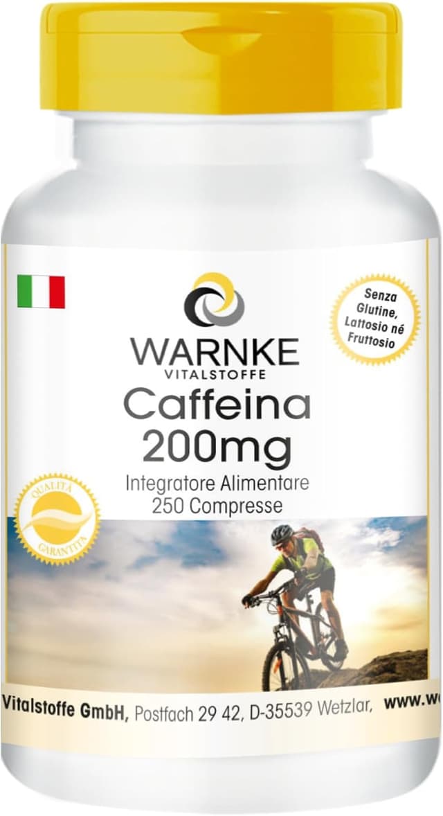 Detalle de Warnke Vitalstoffe Caffeina pura 200 mg in compresse 250 vegane đź’Š