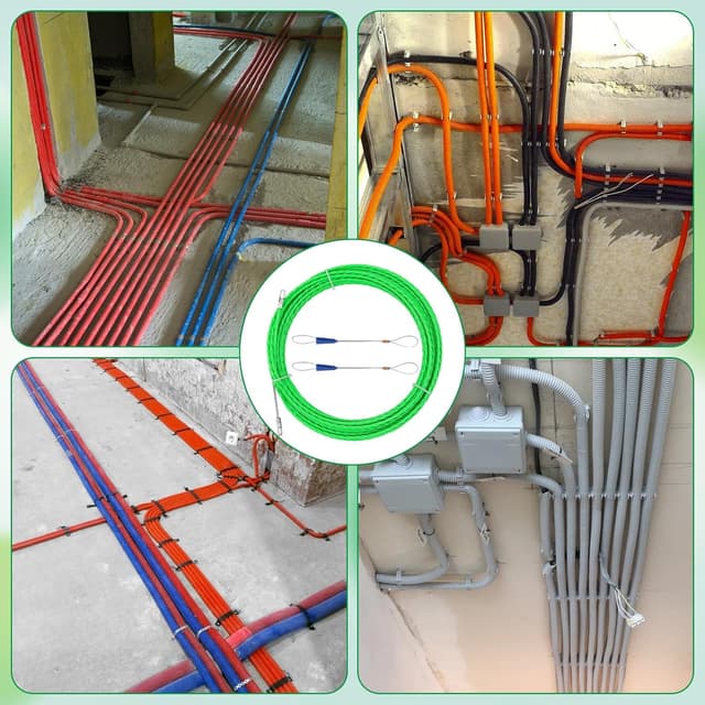 Detalle de Bomtop Sonda Passacavi Professionale 2 pezzi (15 m + 10 m) con testa a rulli e cavi d’acciaio