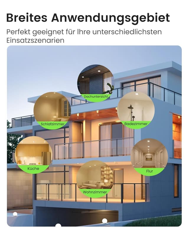 Thumbnail 6 de ALUSSO LED Einbaustrahler 230V IP44, 4 W dimmbar – 6er Set (Lochmaß 55–68 mm), 3 Farbtemperaturen