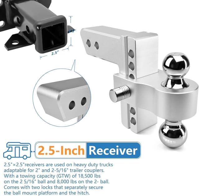 Detalle 2 de Tlvuvmo Adjustable Trailer Hitch 18,500 LBS 🚚