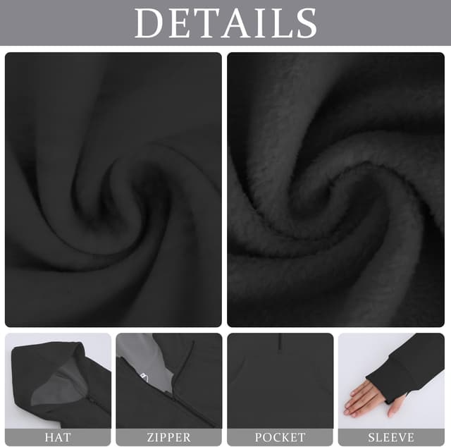 Detalle de Friptspyg Sweat à capuche en velours pour femme : polaire chaude, manches longues et grande poche