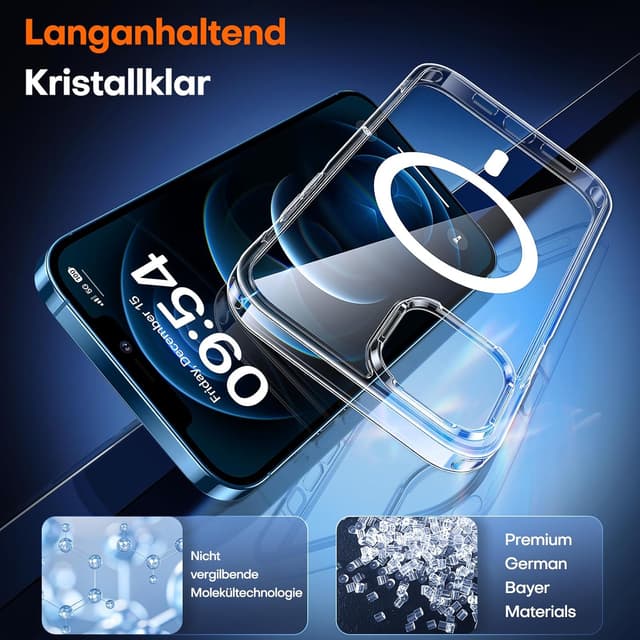Detalle de TAURI Hülle für iPhone 12 Pro Max (6,7") mit Panzer-Schutzglas, MagSafe & 360°-Schutz