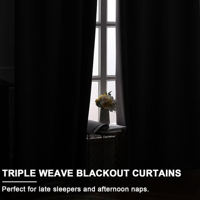 Thumbnail 4 de DWCN Verdunkelungsvorhänge Schwarz 183x117 2er Set