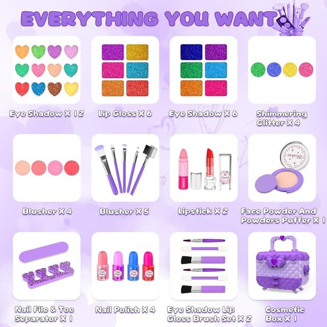 Detalle de Kids Makeup Kit 54 Pcs Purple ๐