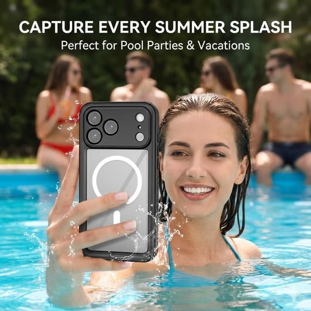 Detalle 2 de FYHCMC Waterproof MagSafe iPhone 17 Pro Case (Black) with 360° sealed cover