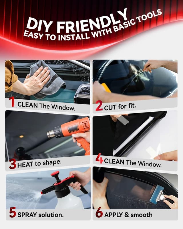 Thumbnail 6 de IAQWE 35% VLT Ceramic Car Window Tint Film (20" x 20ft) — High Heat & UV Block Privacy Tint, Black