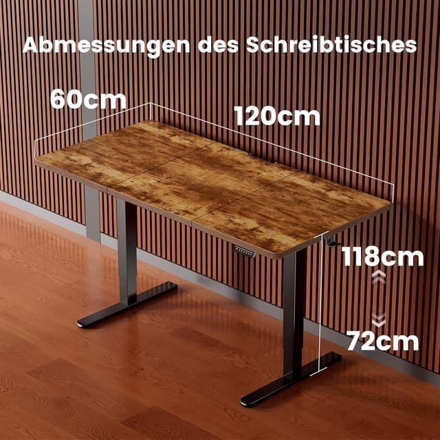 Detalle de ErGear elektrisch höhenverstellbarer Schreibtisch 120 x 60 cm (72–118 cm) mit 4 Speicherplätzen
