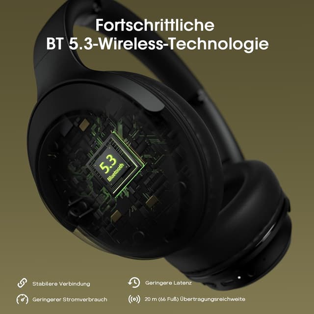 Detalle 2 de DOQAUS LIFE5 Bluetooth-Kopfhörer Over Ear (70 Std.), 3 EQ-Modi, faltbar mit Kabel und ENC-Mikrofon